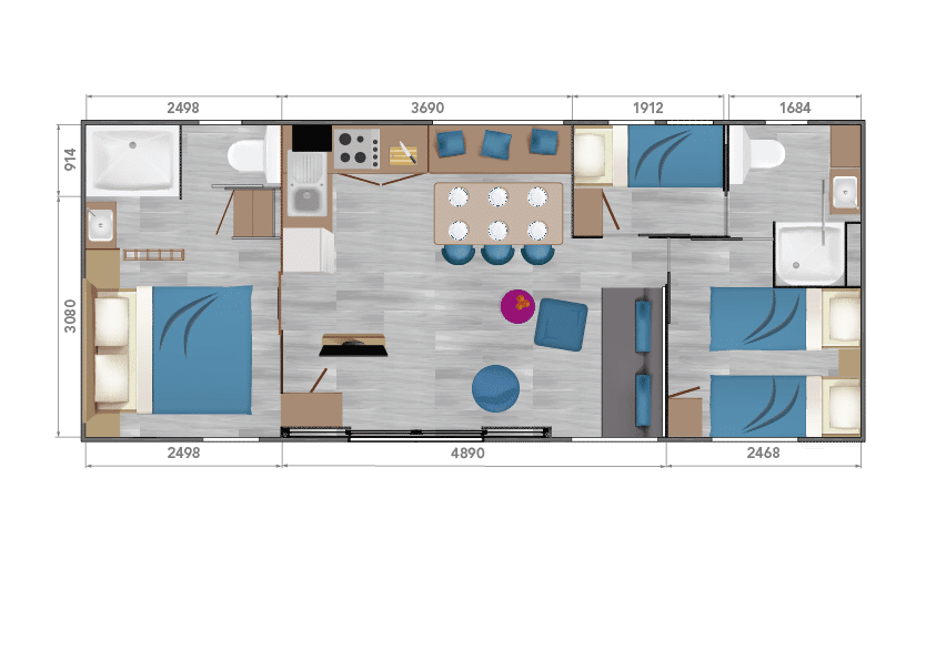 Mobils Diffusion - Mobil-home Louisiane 3 chambres neuf- Taos F6 – 2023