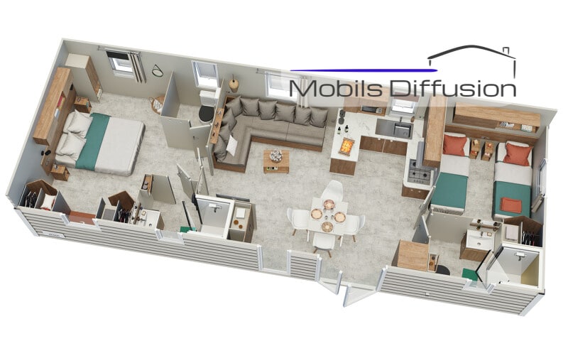 Mobils Diffusion - Mobil-home IRM Habitat 2 chambres avec suite parentale neuf – Jasmin – 2023